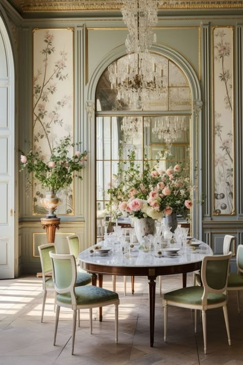 Victorian Accent Wall, Modern English Dining Room, Parisian Interior, French Aesthetic, Dining Room Interiors, English Manor, Luxury Dining Room, Elegant Dining Room, Style Deco