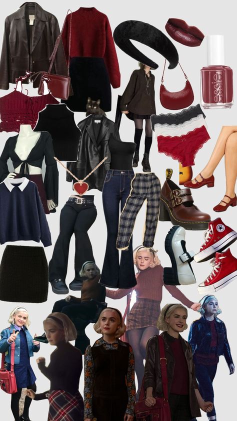 Sabrina Spellman wardrobe Sabrina Spellman Style 90s, Sabrina Outfits Chilling Adventures Of, Sabrina Spellman Inspired Outfits, Chilling Adventures Of Sabrina Outfits, Sabrina Spellman Aesthetic, Emma Outfits, Sabrina Spellman Outfit, Sabrina Spellman Style, Winter Board