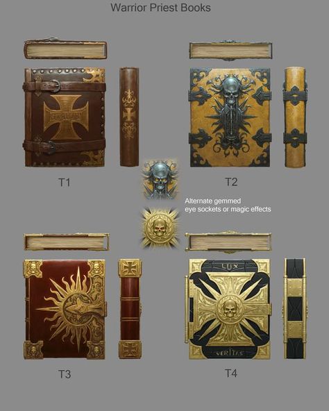 ArtStation - Book Concepts, Sven Bybee: Library Facade, Book Concept, Game Textures, Props Concept, Rpg Ideas, Hand Painted Textures, Props Art, Fantasy Props, Game Props