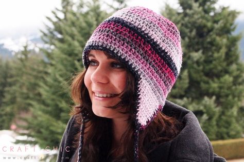 Free Basic Ear Flap Hat Pattern by Craft Chic LIVE LINK Basic Crochet Hat, Hawaiian Crockpot, Crochet Pins, Pola Topi, Crochet Adult Hat, Flap Hat, Hat Patterns Free, Earflap Hat, Knit Projects