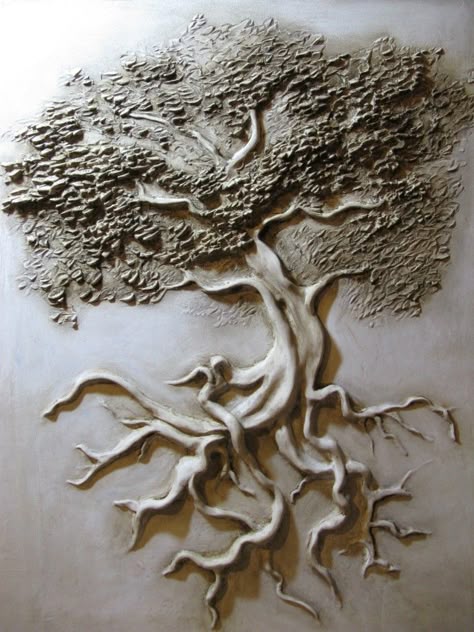 Drywall Art, Glue Art, Plaster Sculpture, Plaster Wall Art, Tree Artwork, Metal Tree Wall Art, Relief Sculpture, Textured Canvas Art, Plaster Art