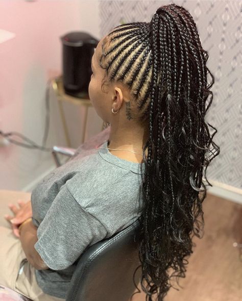 Hairstyles Feed In Braids, African American Braided Hairstyles, Feed In Ponytail, Hair Cuff, Cornrow Ponytail, Feed In Braids, Braided Hairstyles For Black Women Cornrows, Twisted Hair, Crochet Box Braids