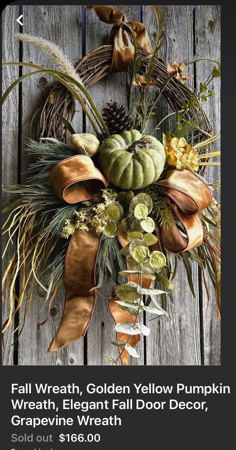 Fall Door Wreaths, Make A Fall Wreath, Thanksgiving Table Decor Ideas, Fall Wreath Ideas, Elegant Fall Wreaths, Yellow Hydrangea, Fall Door Decor, Wreaths Fall, Fall Decor Wreaths