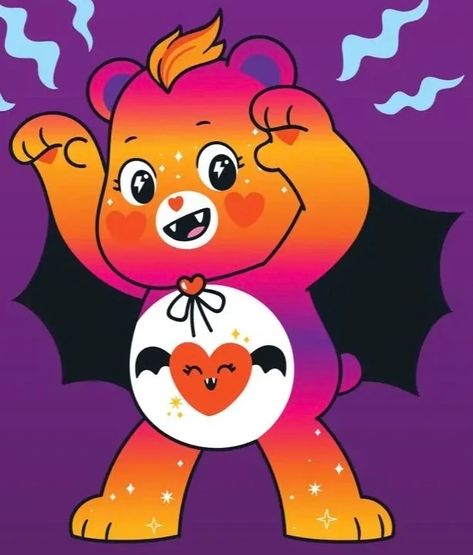 Spooky Sparkle Bear | Care Bear Wiki | Fandom Care Bears Vintage, Hey Siri, Baby Hug, Care Bears Cousins, Bear Halloween, Bear Character, Pink Panda, Warm Fuzzies, Color Swirl