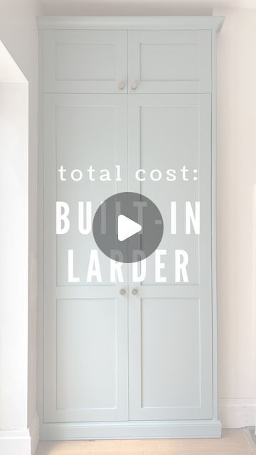 Gemma on Instagram: "I put a poll on stories the other day and the most popular question was how much it cost to make my built in larder cupboard. So here’s a breakdown. It ended up costing about 10% of what it would have cost for someone to make it for me! (Which of course would have been much higher quality but wasn’t a practical option for us).
All wood and sheet materials were from @selcobw 
Screws, pins, hinges, drawer runners were @screwfix_uk 
Skirting and coving from @bandq_uk 
Spice racks @ikeauk 
Painted in Gresham Blue from @makeitrustoleum which I had left over from painting the kitchen cabinets. 
.
.
.
.
#larder #pantrycupboard #builtin #kitchendesign #diykitchen #girlswhodiy" Built In Larder Cupboard, Larder Cupboard Ideas, Built In Kitchen Cabinets, Diy Cupboard, Portugal House, Kitchen Larder Cupboard, Diy Cupboards, Galley Kitchen Design, Kitchen Larder