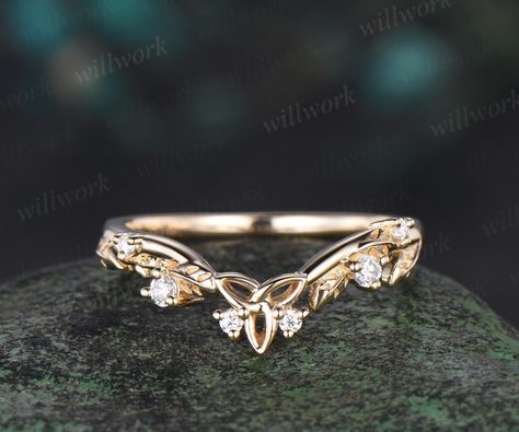 Celtic Knot Leaf Diamond Wedding Band Solid 14k Yellow Gold Stacking Matching Bridal Anniversary Ring Gift Norse Viking Jewelry - Etsy Viking Wedding Jewelry, Viking Rings, Gemstone Jewelry Earrings, Viking Wedding, Celtic Wedding Rings, Celtic Wedding, Viking Jewelry, Unique Gemstones, Diamond Wedding Band