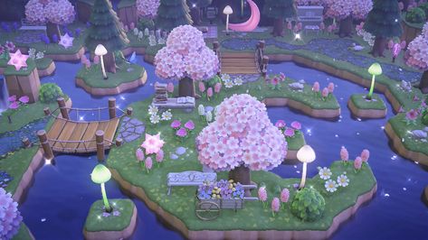 Acnh Entrance Inspiration Fairy, Animal Crossing Fairy Core Entrance, Fairycore Aesthetic Animal Crossing, Animal Crossing Fairycore Designs, Fairy Animal Crossing Island, Acnh Fairy Town, Acnh Fairycore Shopping District, Acnh Fairycore Neighborhood, Fairy Acnh Island