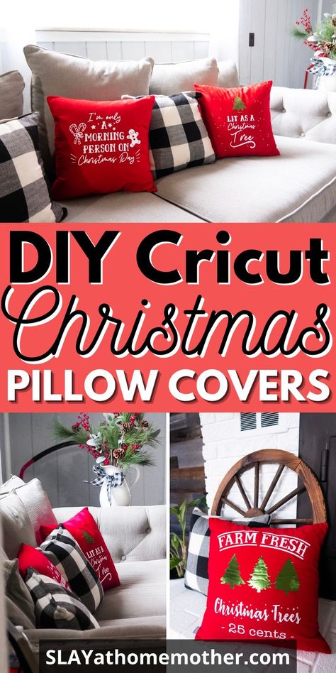 Cricut Christmas Pillow Covers, Cricut Christmas Pillows, Winter Pillows Diy, Diy Christmas Pillow Covers, Holiday Pillow Covers, Christmas Pillows Diy, Classroom Diy, Holiday Pillows Covers, Diy Pillow