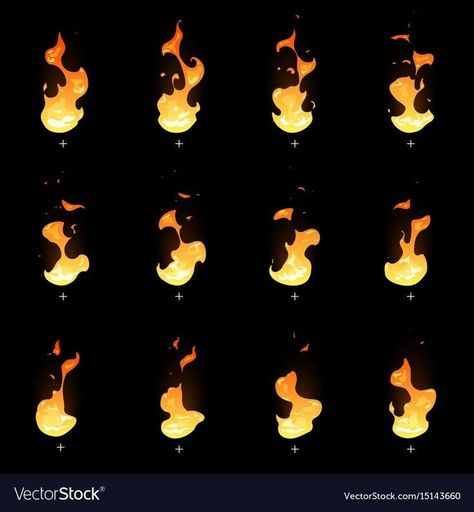 Fire Sprite, Animation Sprite, Flame Game, Hairstyles For Characters, Fire Animation, Sprite Sheet, Games Illustration, Drawing Hairstyles, Fire Drawing