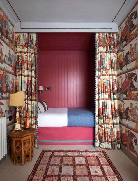 Bed Nook, Paint And Paper Library, Island Countertops, Blue Lamp, Built In Furniture, London House, Victorian Terrace, London Apartment, Box Bed