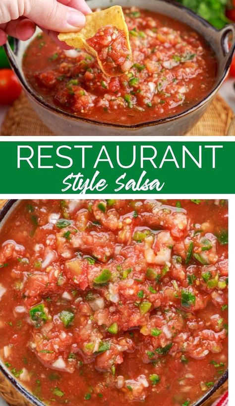 Fresh Salsa Recipe Homemade, Salsa With Canned Tomatoes, Watermelon Salsa Recipe, Restaurant Style Salsa Recipe, Restaurant Salsa, Canned Salsa Recipes, Blender Salsa, Homemade Salsa Verde, Easy Homemade Salsa