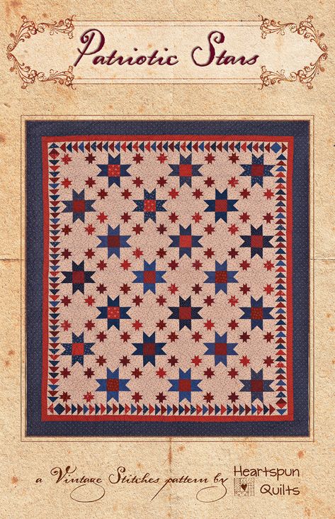 Patriotic Stars Quilt Pattern by Heartspun Quilts Patriotic Quilts, Patriotic Stars, Machine Sewing, Quilting Supplies, Circular Pattern, Book Quilt, Marking Tools, Sewing Skills, Paper Pattern