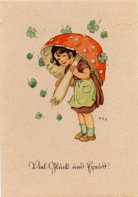 Fairy Birthday Card, Story Books Illustrations, Vintage Illustration Art, Graphic Design Fonts, Fairytale Art, Mushroom Art, Ethereal Art, Fairy Art, Card Illustration