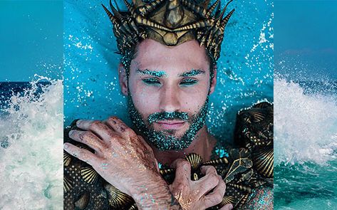 Lots of inspiration, diy & makeup tutorials and all accessories you need to create your own DIY Poseidon Costume for Halloween. Poseidon Costume, Halloween Inspired Outfits, Harry Potter Kostüm, Siren Costume, King Triton, Costume Accessories Diy, King Outfit, Homemade Costume, Under The Water