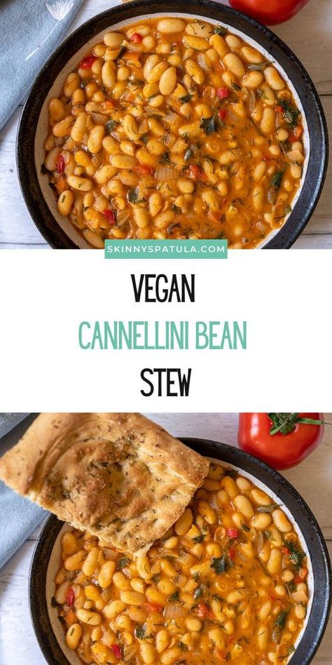 Vegan Stew Recipes, Vegan Bean Recipes, Cannellini Beans Recipes, Vegetarian Stew, Cannellini Bean, Vegan Stew, Bean Soup Recipes, Bean Stew, Tasty Vegetarian Recipes