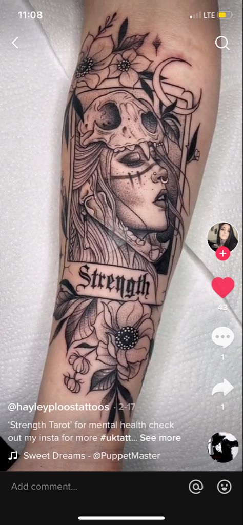 Moon Half Sleeve Tattoos For Women, Tarot Card Tattoo Women, Tarot Forearm Tattoo, Halloween Tarot Cards Tattoo, Goddess Sleeve Tattoos For Women, Partial Sleeve Tattoo Women Forearm, Unique Inner Forearm Tattoos, Half Sleeve Witch Tattoo, Half Thigh Sleeve Tattoo