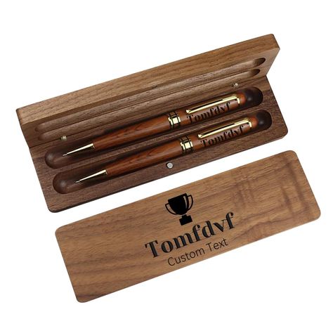 PRICES MAY VARY. Size Wood Gift Case: 17.3*5.2*2.5cm; Pen Size:14.7*1.2cm. Three styles of pens are available for selection; Ballpoint pens, signature pens, and fountain pens. Pen w/ Gift Box: This customized pen writes like a dream. This elegant writing pen can be customized with a name, a message, a quote or anything in-between. The possibilities are endless. Make this fancy pen a one of a kind by customizing that perfect something for that special someone. Personalized Pen Gift Set: This sleek and stylish writing instrument is perfect for customization with your name, text, or logo using laser engraving technology for a fade-resistant finish. As long as you click the "Customize" option, you can easily customize it. Beautiful appearance, suitable for gift. Great Gift: All of our engraved Stylish Writing, Elegant Writing, Personalized Pen, Business Pens, Fancy Pens, Wood Gift Box, Engraved Pens, Pen Set Gift, Gifts Box