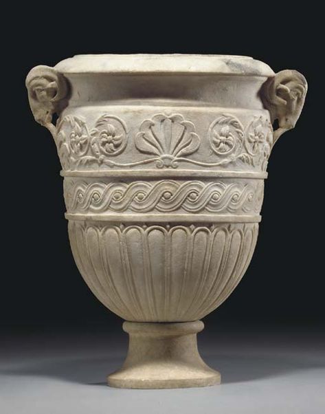 A ROMAN MARBLE CINERARY URN AUGUSTAN PERIOD, CIRCA LATE 1ST CENTURY B.C.-1ST CENTURY A.D. Ornamental Flower, Long Vases, Vase Transparent, Big Vases, Concrete Vases, Large Flower Pots, Greek Vases, Paper Vase, Geometric Vases