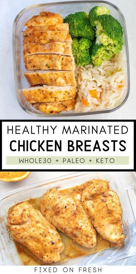 Healthy Baked Chicken Breast, Herb Marinade, Baked Chicken Breasts, Chicken Lunch, Healthy Baked Chicken, Chicken Breast Recipes Baked, Healthy Lunch Meal Prep, Healthy Chicken Breast, Healthy Baked