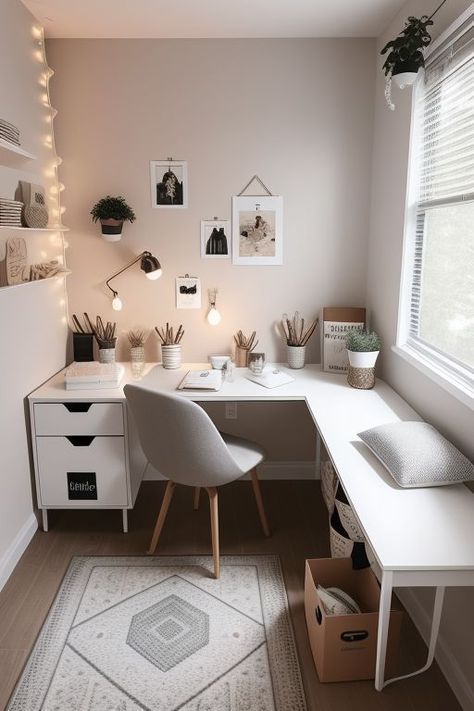 Small Office Craft Room Combo, Desk Study Aesthetic, Minimal Study Room, Modern Study Rooms, Bedroom Ideas Dark, Scandi Interior, Bedroom Ideas For Small Rooms Cozy, Desk Inspiration, Dream Apartment Decor