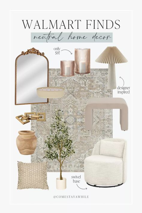 Walmart neutral home decor and furniture! Stunning accent pieces, Anthropologie lookalike mirrors, swivel chairs, and much more! All at affordable prices! 🤩 Trending neutral home finds. Amanda Vernaci, Walmart home finds, Walmart looks for less, Walmart finds for the home, designer inspired decor. Follow comestayawhile for DIY projects, neutral home decor, skincare routine, women's fashion, lifestyle, parenting, & more! Follow amandalovesamazon for the best deals on home, beauty, & fashion! Walmart Furniture, Walmart Home, Neutral Home Decor, Home Finds, Walmart Finds, Neutral Home, Swivel Chairs, Swivel Chair, Accent Pieces