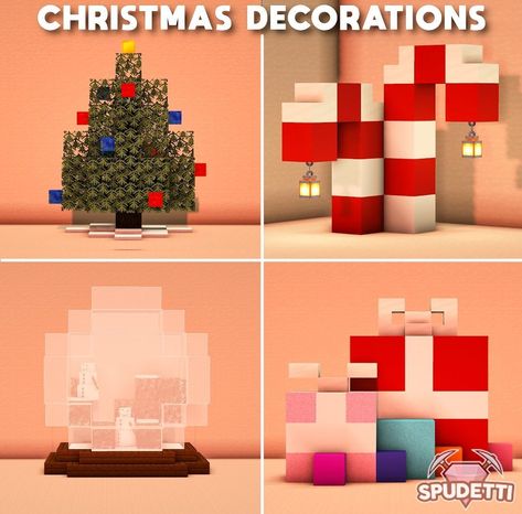 Minecraft Holiday, Minecraft Candy Cane, Bench Minecraft, Minecraft Christmas Tree, Case Minecraft, Minecraft Christmas, Minecraft Decoration, Rumah Minecraft Sederhana, Minecraft Banners