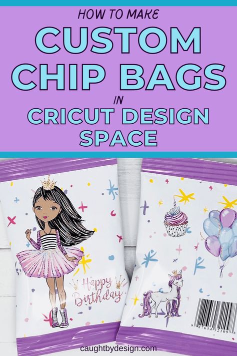 How to Make Custom Chip Bags with Cricut (TEMPLATE) - Caught by Design How To Print On Paper Bags, How To Make Custom Chip Bags, Custom Chip Bags Diy, Chip Bag Template Free Printable, Diy Chip Bags, Custom Chip Bags, Print On Paper Bags, How To Make Stickers, Chip Bags