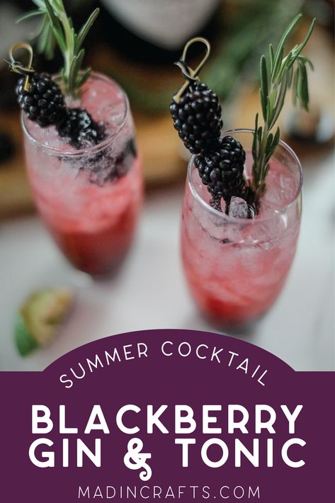 Muddled fresh blackberries blend with tonic water, refreshing gin, and freshly squeezed lime to make this cocktail recipe that’s perfect for summertime entertaining. This blackberry gin and tonic recipe will The post HOMEMADE BLACKBERRY GIN AND TONIC RECIPE appeared first on Mad in Crafts. Gin And Tonic Recipe, Gin Tonic Recipe, Blackberry Gin, Healthy Snack Choices, Summertime Cocktail, Spring Cocktail, Flavoured Gin, Tonic Drink, Tonic Recipe