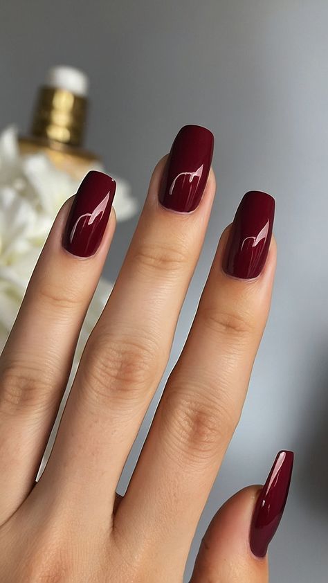 Elevate your nail game this season with stunning dark wine red nails that blend elegance and trendiness seamlessly In our latest blog post we explore fabulous designs ranging from dark cherry art to chic black and cherry inspirations Discover versatile ideas perfect for short nails or a vampy aesthetic that complements fall fashion Whether you're looking for a classic look or something bright to stand out our curated designs will inspire your next manicure Dive in for tips an Dark Colours Nails, Deep Red Wine Nails, Dark Red Holiday Nails, Dark Wine Nails With Design, Deep Wine Nails, Dark Wine Nails, Dark Wine Red Nails, Wine Nails Designs, Wine Red Nails Designs