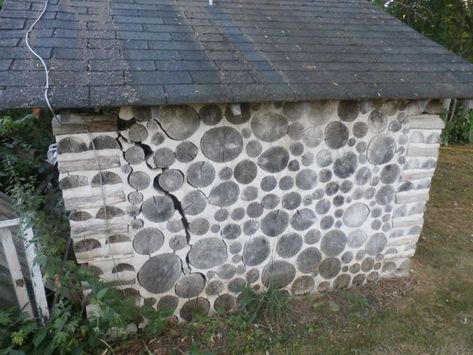 Cordwood Mistakes (How to Avoid) | Cordwood Construction Cordwood Homes, Cob Building, Stone Building, Cord Wood, Earthship Home, Natural Homes, Wood Building, Cob House, Hobbit House