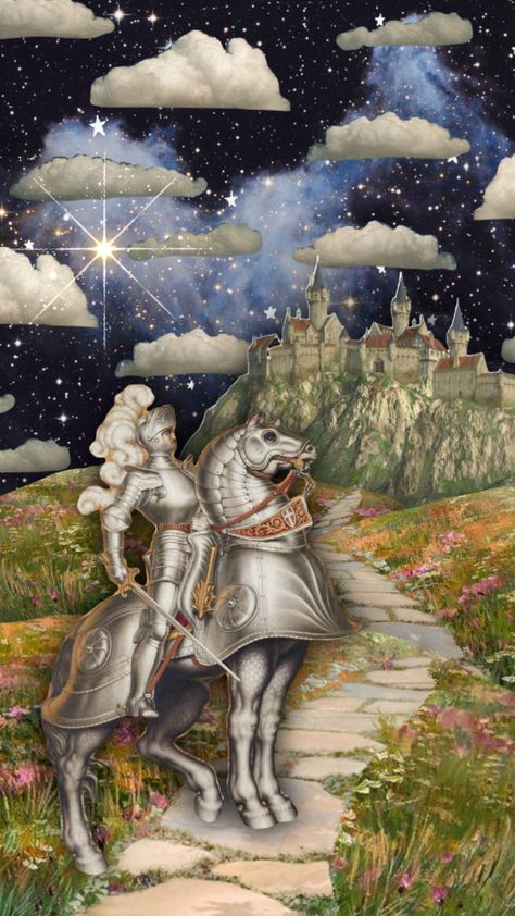 #knight #fantasy #castle Fantasy Castle Illustration, Fairytale Knight, Fairytale Core, Knight Core, Knights And Castles, Knight Fantasy, Castle Illustration, Collage Art Projects, Knight Art