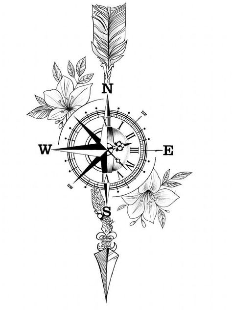 Pin by Jorgechavez Lq on Ilustraciones | Compass tattoo design, Compass tattoo, Arrow tattoos Compass Tattoo Stencil, Compass Thigh Tattoo, Tattoo Men Arm, Compas Tattoo, Geometric Compass Tattoo, Arrow Compass Tattoo, Feminine Compass Tattoo, Compass Clock, Tattoo Arrow