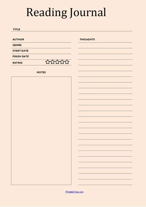 Printable Blank Reading Log Template PDF | Reading Tracker Book Log Template 2023, Blank Journal Templates, Ipad Pdf Template, Book Tracking Printable, Book Journal On Ipad, Reading Reflection Journal, Book Diary Template, Printable Templates For Journal, Diary Printable