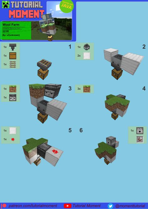 Wool farming is a go Minecraft Wool Farm Building, Wool Farm Minecraft, Minecraft Wool Farm, Redstone Creations, Minecraft Redstone Creations, Minecraft Farms, Build Minecraft, Minecraft Redstone, Bird Feeder Craft