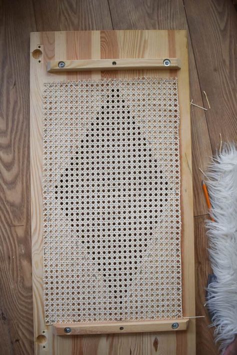 IKEA HACK: How to Add Cane Webbing to an IVAR Cabinet - A Beautiful Mess Ivar Ikea Cane, How To Install Cane Webbing, Boho Bedroom Ideas Hippie, Boho Bedroom Furniture, Storage Hacks Diy, Ikea Ivar Cabinet, Painting Old Furniture, Ikea Ivar, Diy Furniture Couch