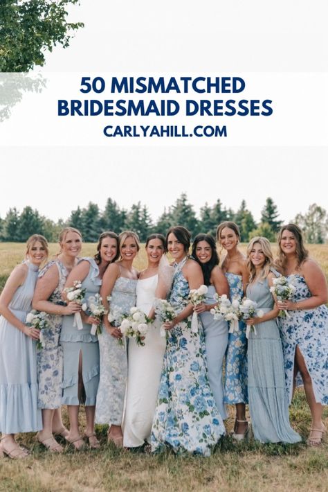 Mismatched Bridesmaid Dresses Corset Ruffle Dress, Mismatched Bridesmaid Dresses Blue, Different Bridesmaid Dresses, Mismatched Dresses, Casual Bridesmaid Dresses, Spring Bridesmaid Dresses, Nyc Lifestyle, Floral Bridesmaid Dresses, Lifestyle Influencer