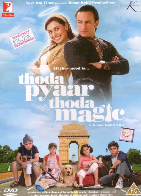 Thoda Pyaar Thoda Magic Hindi Movie Film, Hindi Bollywood Movies, Best Bollywood Movies, Yash Raj Films, Film Dvd, Rani Mukerji, Bollywood Posters, Saif Ali Khan, Kid Movies