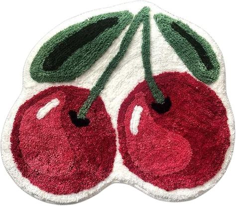 Amazon.com: Forssils Cherry Bath Mat for Bathroom, Non Slip Cute Bath Mats Fruit Shaped Absorbent Bath Rugs Bathroom Tub Plush Shower Rugs Washable Carpet for Kid's Room (Cheery) : Home & Kitchen Rug Makeover, Affordable Rug, Rugs Washable, Cute Bath Mats, Carpets For Kids, Affordable Rugs, Rugs Bathroom, Plush Area Rugs, Bathroom Tub