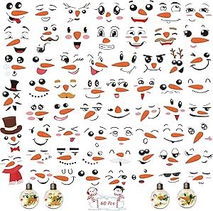 Cute Snowman Face Stickers, 60 Pcs Snowman Face Decals for Snowman Crafts, Christmas Balls, Xmas Wine Glasses, Mason Jar Face Painting Easy, Snowman Faces, Snowman Painting, Snowman Crafts, Face Stickers, Crafts Christmas, Cute Snowman, Amazon Art, Christmas Balls