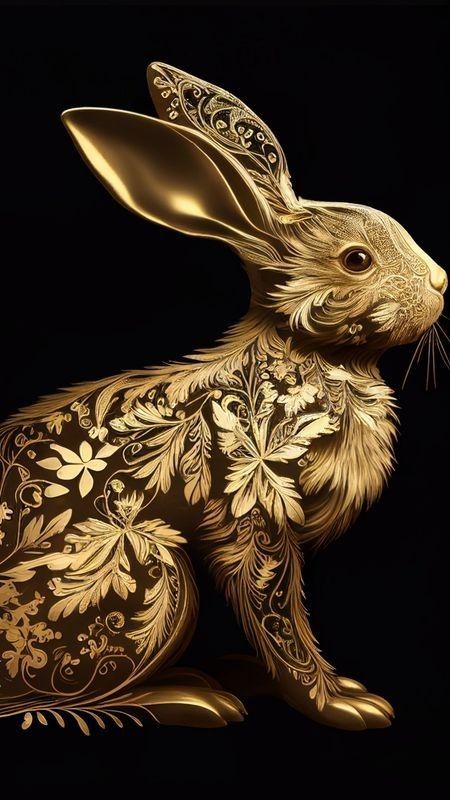 Art Deco Design Graphics, Egypt Concept Art, Golden Rabbit, Theme Wallpaper, Wallpaper Icon, Animal Portraits Art, Salon Art, Gothic Fantasy Art, Image 3d