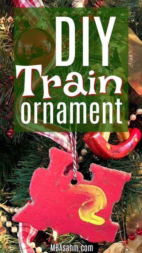 These DIY train Christmas ornaments were so easy and fun to make with my preschooler! We used a simple salt dough recipe and then decorated them however my son wanted. They were a perfect gift for the grandparents! train kid craft | train ornament | DIY Christmas ornament | DIY kid ornament #Christmas #Train #EasyKidCraft #DIYChristmasOrnament Kids Crafts For Grandparents, Christmas Ornaments For Grandparents, Ornaments For Grandparents, Crafts For Grandparents, Train Craft, Family Christmas Crafts, Diy Train, Christmas Ornaments Diy Kids, Train Crafts