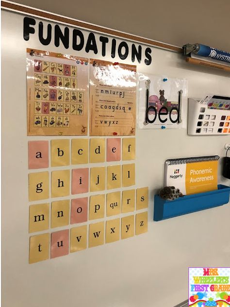 Fundations Board Set Up, Fundations Second Grade Classroom Setup, Fundations Kindergarten Bulletin Board, Fundations Materials Organization, First Grade Fundations, Fundations First Grade Bulletin Board, 3rd Grade Fundations, Wilson Fundations Second Grade, 2nd Grade Fundations