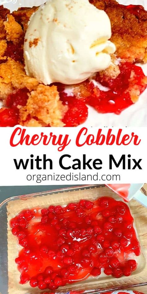 Cherry Cobbler Dump Cake, Dump Cake Recipes Cherry, Cherry Dump Cake Recipes, Cherry Cheesecake Dump Cake, Easy Cherry Dump Cake, Cake With Cheesecake Filling, Minimal Pantry, Easy Cherry Cobbler, Cake Mix Cobbler