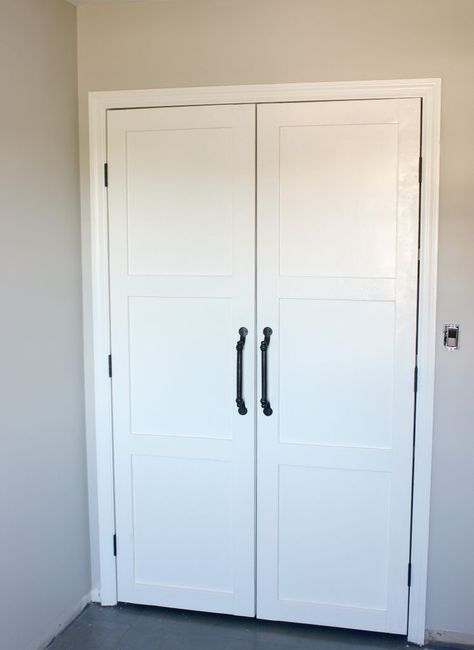 One Room Challenge - Week 3 - DIY French Doors - Hymns and Verses Bedroom To Home Office, Louvered Closet Doors, Diy French Doors, Black Door Hinges, Door Alternatives, French Closet, French Closet Doors, Closet Door Ideas, Diy Closet Doors