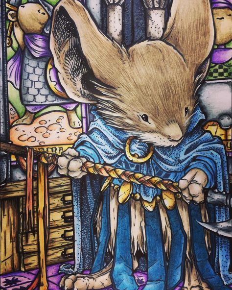 Lauren on Instagram: “Finished Gwendolyn by David Petersen . This is my first page in the  #Mouseguardcoloringbook. This book is So darn cute! Colored for a…” Mouse Guard Coloring Book, David Petersen, Mouse Guard, Colouring Inspiration, Creature Fantasy, Books Series, Illustration Styles, Reference Art, Color Inspo