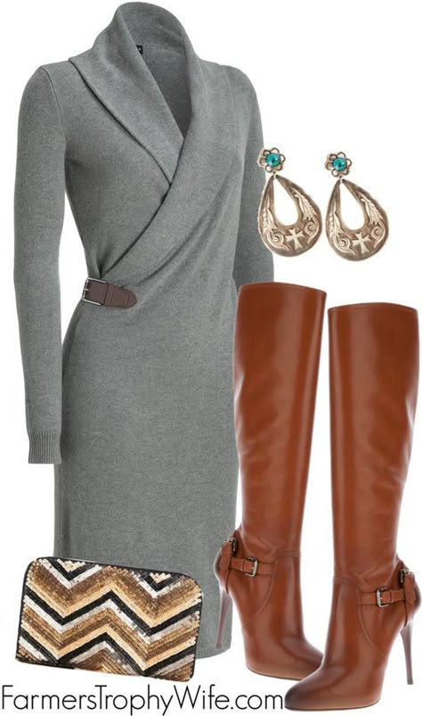 Grey Dress, Looks Chic, Complete Outfits, Outfit Winter, Business Attire, Work Attire, Work Fashion, Work Clothes, Look Chic