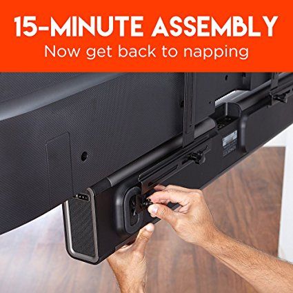 AmazonSmile: ECHOGEAR Sound Bar Mount With Tool-Free Height Adjust For Maximum Compatibility Between Your TV & Soundbar - Features Simple Install With Included Hardware - EGSB1: Electronics Shelf For Sound Bar, Hang Sound Bar Under Tv, Hidden Sound Bar, Mounted Tv With Sound Bar, Mounted Tv And Sound Bar, Tv With Sound Bar On Wall, Tv And Sound Bar Mounted, Tv Sound Bar Ideas, Sound Bar Mounting Ideas