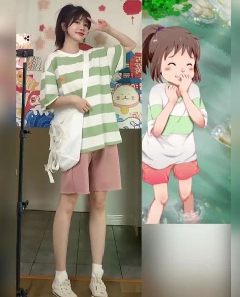 Cosplay Simple, Chihiro Ogino, Easy Cosplay, Character Inspired Outfits, Anime Inspired Outfits, Casual Cosplay, Halloween Costume Outfits, Kawaii Fashion Outfits, Going Viral