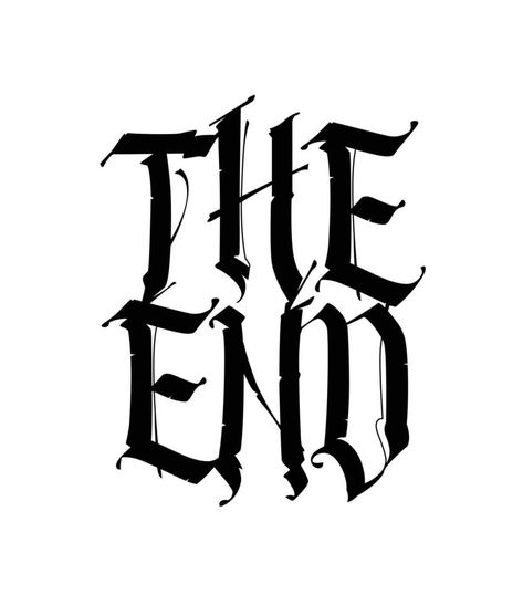 The inscription End in the Gothic style. Vector. Motivational inscription tattoo. Final or end of anything. Medieval style. Screensaver, logo at the end of the film. Inscription Tattoo, Film Logo, Medieval Style, The Gothic, Medieval Fashion, Gothic Style, Screen Savers, Gothic Fashion, Tattoos For Women