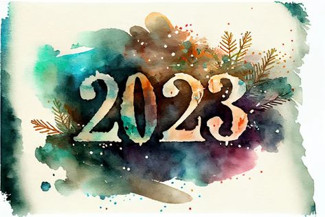 Happy New Year 2023 Watercolor, Happy New Year 2024 Painting, Watercolor Happy New Year, Watercolor New Year Card, Happy New Year Watercolor Cards, New Years Watercolor, Happy New Year Watercolor, Watercolor Fireworks, 2023 Image